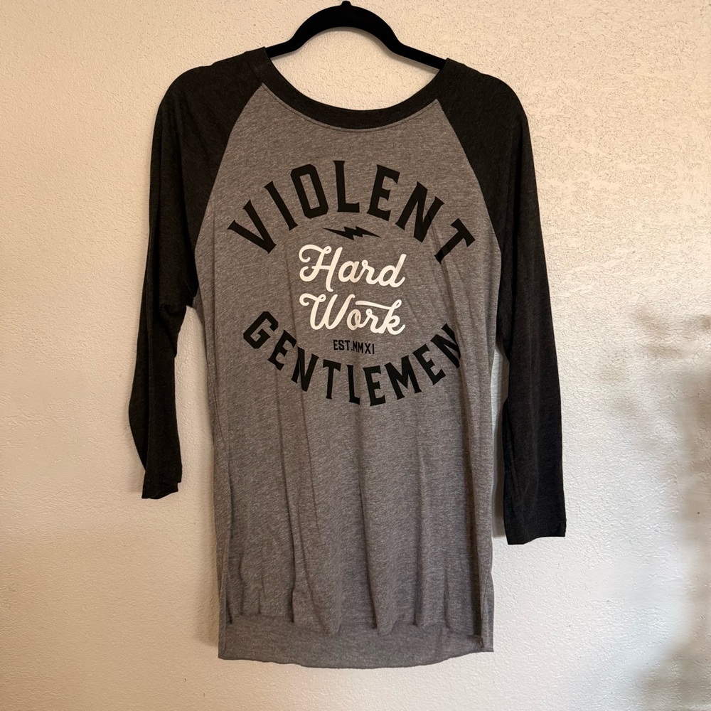 Violent Gentlemen Gray and Black Baseball Tee